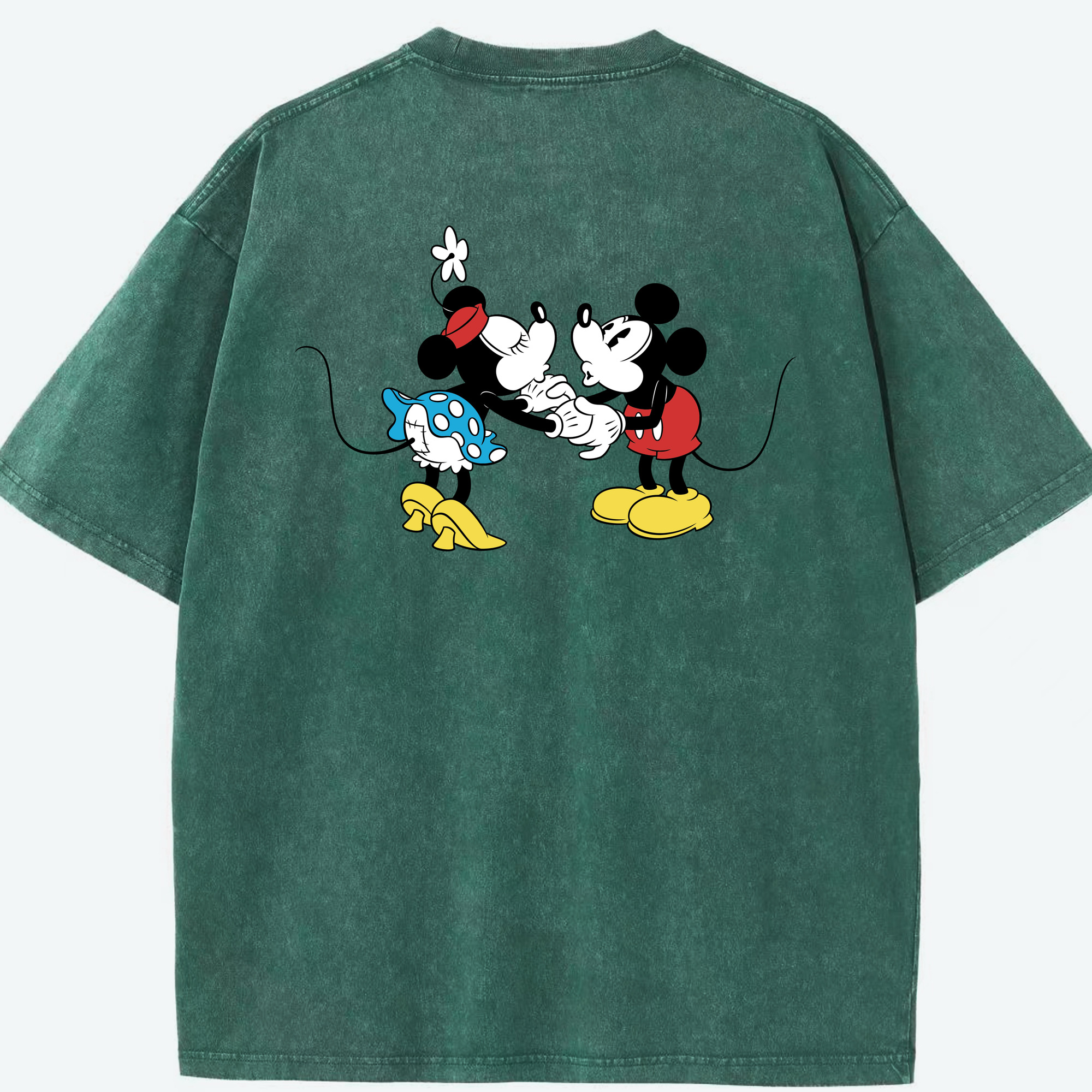 （画像用） ミッキーマウス Mickey Mouse 綿100% ヴィンテージ風 半袖Tシャツ（背面プリント）